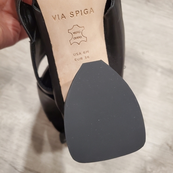 NEW Via spiga Lilah Black Leather Heeled Sandal - Picture 7 of 7